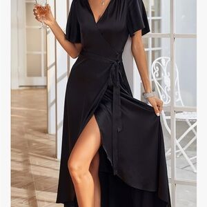 Elegant Black Wrap Dress